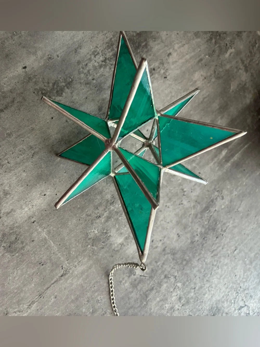 Green Stained Glass Hanging Star
